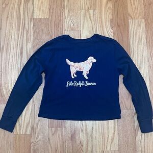 Polo by Ralph Lauren Kids Blue Long Sleeve Tee with Dog Graphic